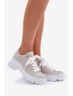 Sneakersy Buty Sportowe Na Platformie CheBello 4632 Srebrne