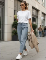 Dámske baggy džínsy s vysokým pásom modré FashionStreet UY2856 Dámske baggy džínsy s vysokým pásom modré FashionStreet UY2856