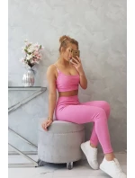 Súprava s blúzou hore pruhovaná svetlo ružová