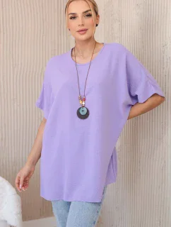 Nadrozmerná blúzka s príveskom svetlo fialovej farby
