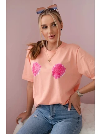 Bavlnená blúzka s marhuľovou kvetinovou potlačou