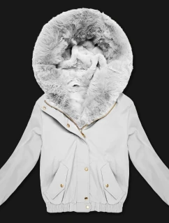 Krátka bunda s kožušinovou podšívkou S'West broken white (B8506-26)