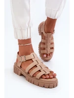 Sandały Rzymianki Damskie Beżowe Rosarose
