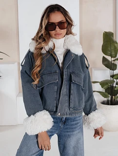 Zimná džínsová bunda s kožušinou modrá FashionStreet TY5160