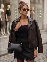 Dámska bunda v štýle „Ramones“ z ekologickej kože, hnedá, FashionStreet TY5918 Dámska bunda v štýle „Ramones“ z ekologickej kože, hnedá, FashionStreet TY5918