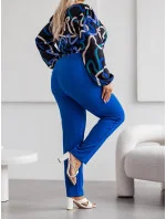Dámske elegantné nohavice v chrpovo modrej farbe v nadmernej veľkosti (728) Dámske elegantné nohavice v chrpovo modrej farbe v nadmernej veľkosti (728)