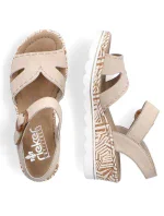 Pohodlné béžové sandále na platforme s podpätkom Rieker W RKR595