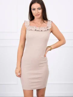 Španielske šaty s volánikmi béžovej