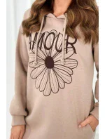 Dlhé izolované šaty s výšivkou tmavo béžová