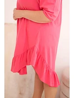 Dámske plus size bavlnené šaty s volánom ružové Dámske plus size bavlnené šaty s volánom ružové