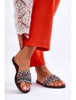 Damskie Zdobione Klapki Czarne Bellisa