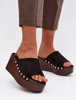 Topánky na platforme DM487 čierno-zlaté – Step in style