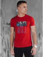 Pánske bavlnené tričko s potlačou červené FashionStreet RX5559 Pánske bavlnené tričko s potlačou červené FashionStreet RX5559