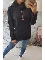 Tunika na zips s kapucňou Oversize čierna