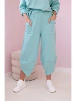 Bavlnená mikina nohavice set mätová