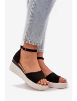 Lekkie Sandały Na Platformie I Delikatnym Koturnie Czarne Gillifia