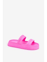 Piankowe Lekkie Klapki Damskie Na Platformie S.Barski ZK51-001 Fuksja