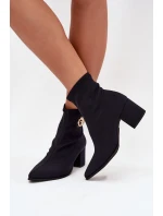 Dámske topánky na podpätku so zlatými detailmi Zazoo 3128 Black
