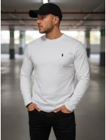 FashionStreet pánske biele tričko s dlhým rukávom LX0564 FashionStreet pánske biele tričko s dlhým rukávom LX0564
