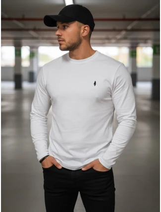 FashionStreet pánske biele tričko s dlhým rukávom LX0564 FashionStreet pánske biele tričko s dlhým rukávom LX0564