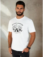Pánske biele tričko s potlačou FashionStreet RX5412