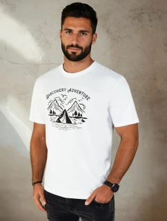 Pánske biele tričko s potlačou FashionStreet RX5412