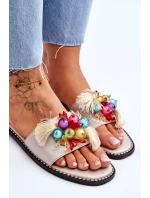 Klapki Z Ozdobnymi Koralikami S.Barski KV-2775-47 Nude