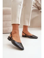 Lakierowane Baleriny Na Niskim Obcasie Z Odkrytą Piętą Czarne Kairael