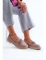 Dámske semišové mokasíny na podpätku so zdobením D&A Dirty Pink Dámske semišové mokasíny na podpätku so zdobením D&A Dirty Pink