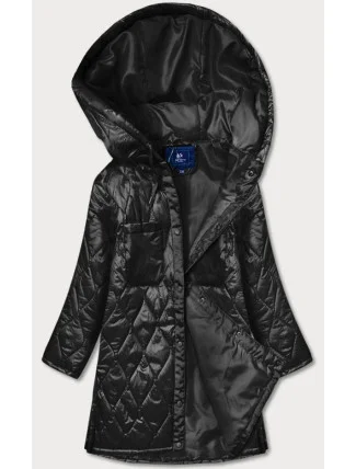 Dámska prešívaná bunda s kapucňou Oversized Black (ag5-010) Dámska prešívaná bunda s kapucňou Oversized Black (ag5-010)