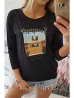 Blúzka s potlačou Letné auto čierna Blúzka s potlačou Letné auto čierna