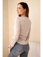 Dámska hodvábna blúzka s bočnými rozparkami tmavo béžová