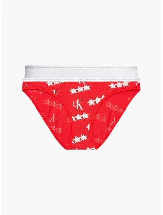 Dámske nohavičky 000QD3789E - W5H - Červená, biela - Calvin Klein