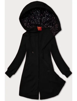 Čierna dámska dlhá mikina na zips s kapucňou LHD (AMG-693A) Čierna dámska dlhá mikina na zips s kapucňou LHD (AMG-693A)