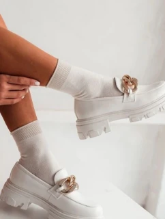 Damskie Skarpetki Bawełniane Z Lureksowym Ściągaczem Ecru