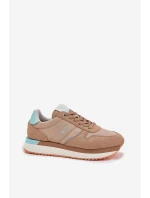 Zamszowe Sneakersy Damskie Big Star RR274A048 HI-POLY SYSTEM Ciemnobeżowe