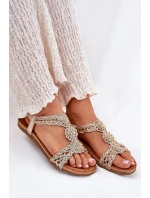Płaskie Sandały Damskie Z Koronkowym Wzorem Artiker 56C1281 Złote