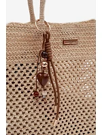 Velká Pletená Nákupní Taška s Přívěskem Světle Béžová Lucette