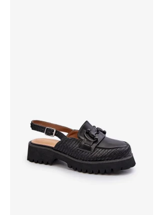 Dámske ploché sandále na podpätku s ozdobou Čierne D&A