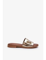 Zazoo Elegantné dámske kožené papuče zlaté