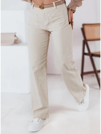 Dámske manšestrové nohavice WELVIA light beige FashionStreet UY2302