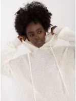 Ecru pletené šaty s kapucňou (0582)