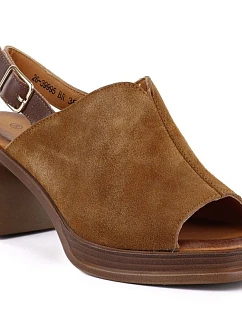 Dámske semišové kožené sandále na podpätku Vinceza 26-39995