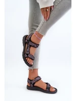 Lekkie Sportowe Sandały Damskie Czarno-Różowe Lumeria Lekkie Sportowe Sandały Damskie Czarno-Różowe Lumeria