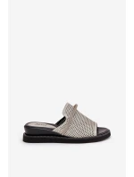 Klapki Damskie Na Koturnie Z Ozdobnym Paseczkiem Srebrne Teriwes