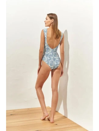 Dámske jednodielne plavky 4313/905/ biele a modré - Maryan Mehlhorn