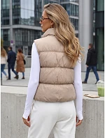 Dámska zateplená vesta bez kapucne, tmavo béžová, FashionStreet TY5727