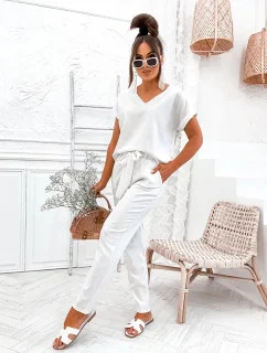 Dámska súprava vo farbe ecru s ľanom (751)