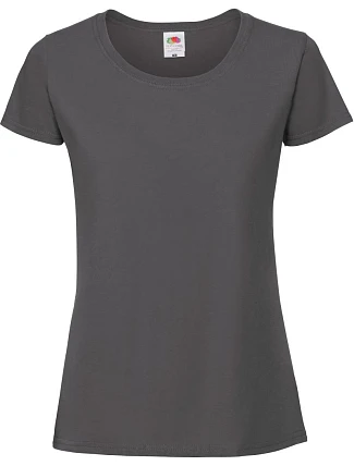 Fruit of the Loom Lady-Fit Iconic 195 T Dámske tričko z hrubej bavlny 16.1424 light graphite