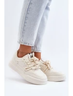 Damskie Sneakersy Eko Skórzane Beżowe Avanalis